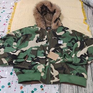 Stussy Camouflage Reversible Fleece Hooded Jacket